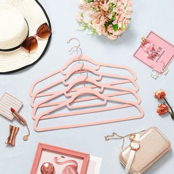 Kleerhangers - Velvet - Set av 30 - Anti -Slip - Rotable Hook - Pink