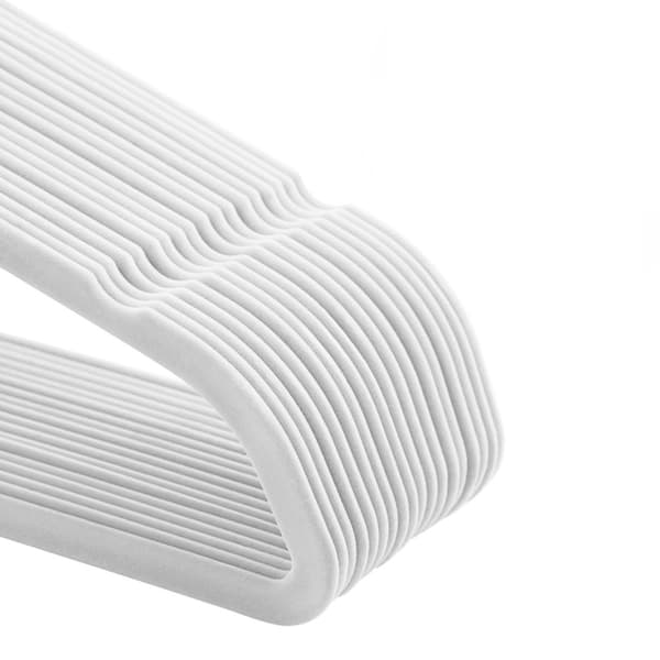 Tøjbøjler - sæt af 50 - fløjl - Anti -slip - 0,6 cm tyk - Hvid