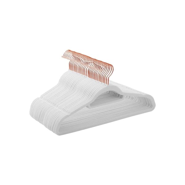Tøjbøjler - fløjlsbøjler - 30 stykker - Anti -slip - med roseguldkrog - hvid