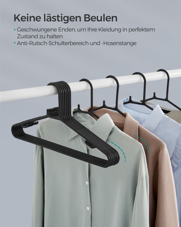 Kleerhangers - plast - uppsättning av 50 - lätt - svart