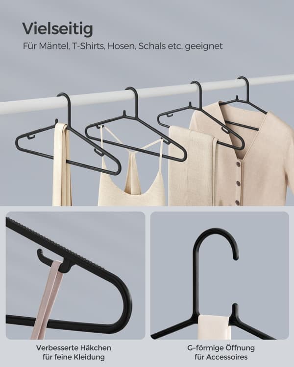 Kleerhangers - plast - uppsättning av 50 - lätt - svart