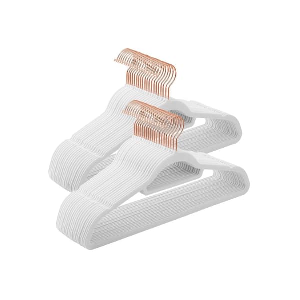 Velvet tøjbøjler - Anti -slip vedhæng - Sæt på 50 - Hvid