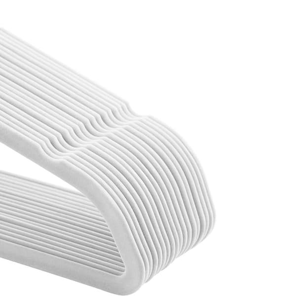 Klädhängare - Velvet - Uppsättning av 20 - 0,6 cm tjock - vit