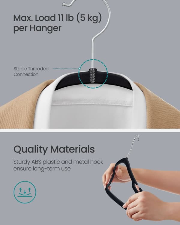Kleerhangers - Sæt på 50 - 43 × 21 cm - blæk -sort