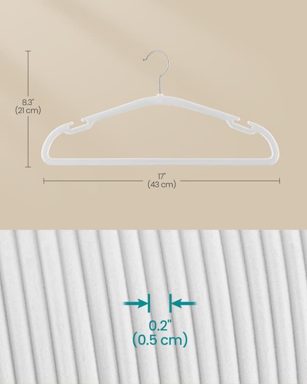 Kleerhangers - Sæt på 50 - 43 × 21 cm - Wolkwit