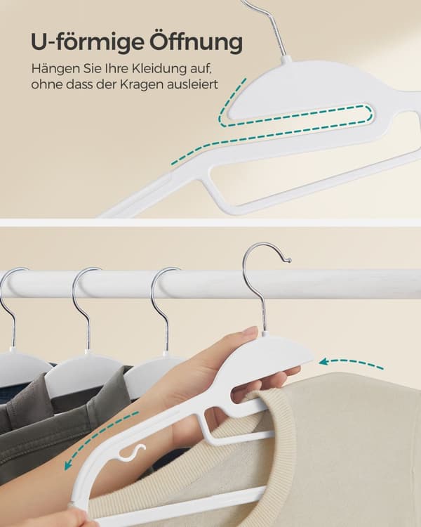 Plast tøjbøjle - anti -slip - pladsbesparelse - hvid