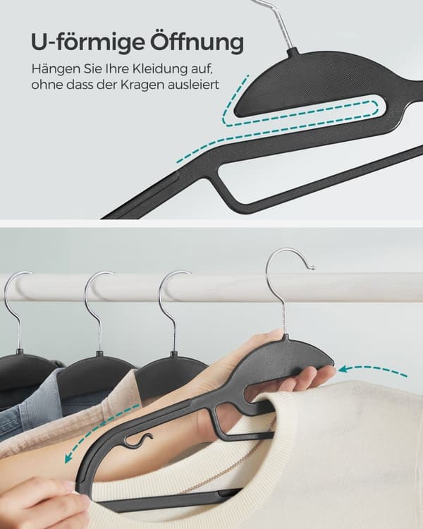 Kleerhangers - Plastik - Anti -slip - Rumbesparelse - Sort