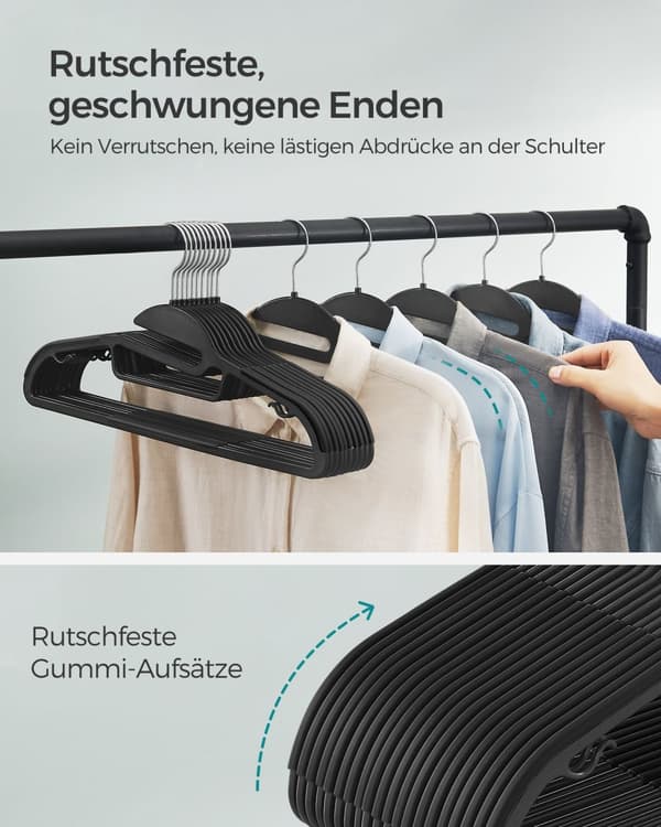 Kleerhangers - Plastik - Anti -slip - Rumbesparelse - Sort