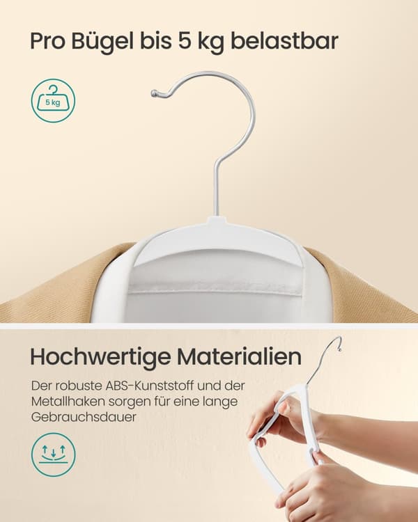 Plaststøjsbøjle med roterende kroge, Wolkwit