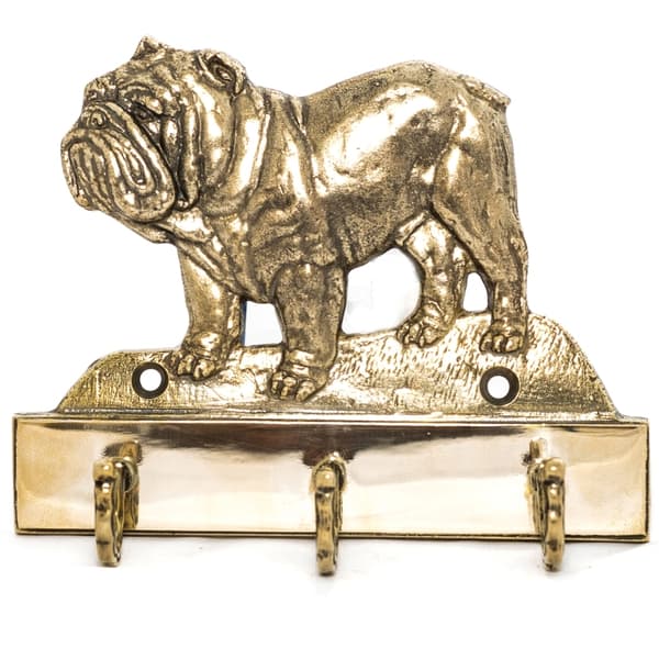 Engelsk bulldog, Bulldog I - nøgleophæng med hund, messingholder til hundetilbehør, elegant halludsmykning af Art-Dog