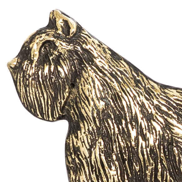 Bouvier des Flandres - avaimenperä koiran kanssa, messinkipidike koiratarvikkeille, elegantti Art-Dogin aulakoriste