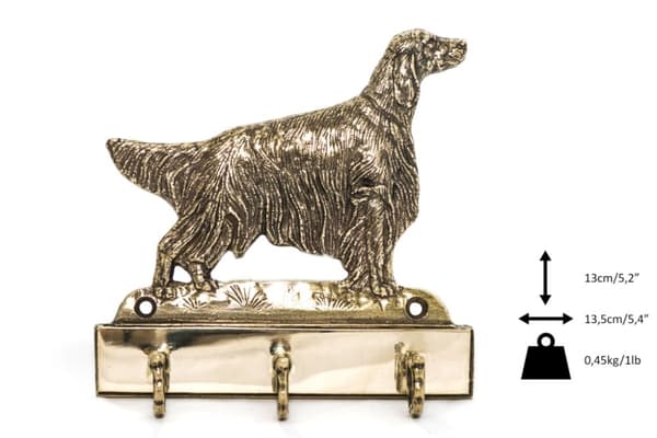 Engelsk Setter, Laverack - nøgleophæng med hund, messingholder til hundetilbehør, elegant halludsmykning af Art-Dog