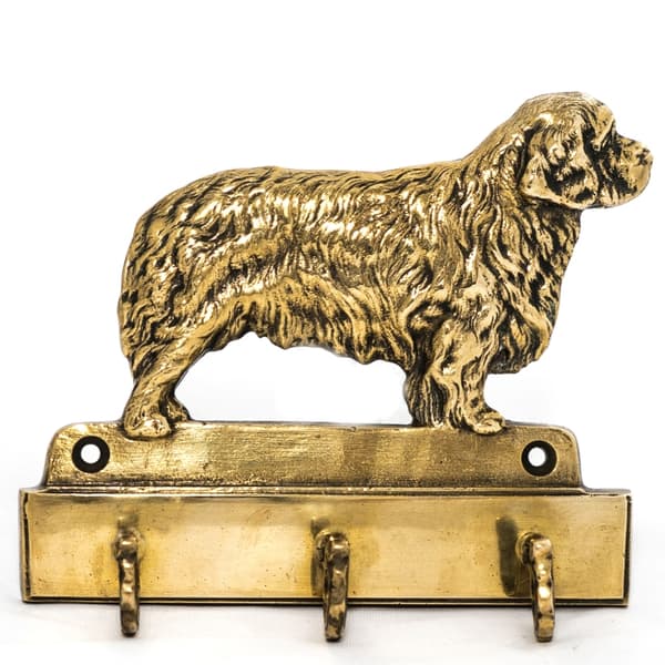 Clumber Spaniel - nøgleophæng med hund, messingholder til hundetilbehør, elegant halludsmykning af Art-Dog