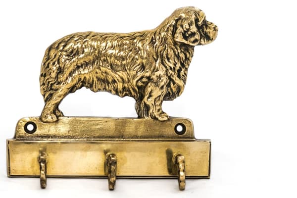 Clumber Spaniel - nøgleophæng med hund, messingholder til hundetilbehør, elegant halludsmykning af Art-Dog