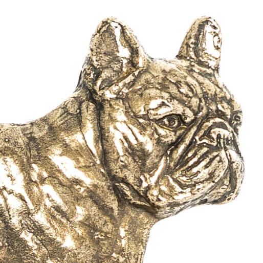 Ranskanbulldoggi - avaimenperä koiran kanssa, messinkipidike koiratarvikkeille, elegantti Art-Dogin hallin koristelu