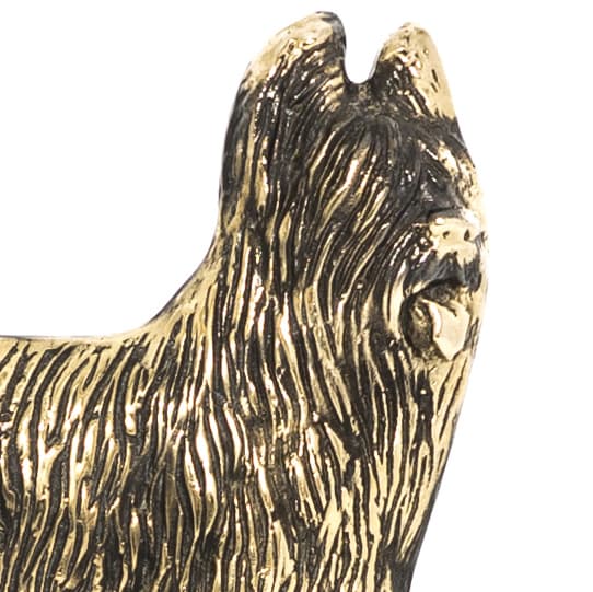 Ranskanpaimenkoira Briard, Berger de Brie - avaimenperä koiran kanssa, messinkipidike koiratarvikkeille, tyylikäs Art-Dogin aulakoriste