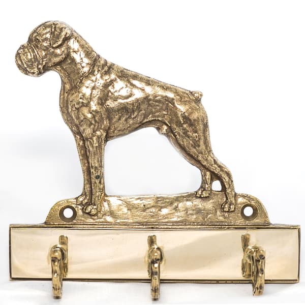 Boxer, Boxer I - nøgleophæng med hund, messingholder til hundetilbehør, elegant korridordekoration af Art-Dog