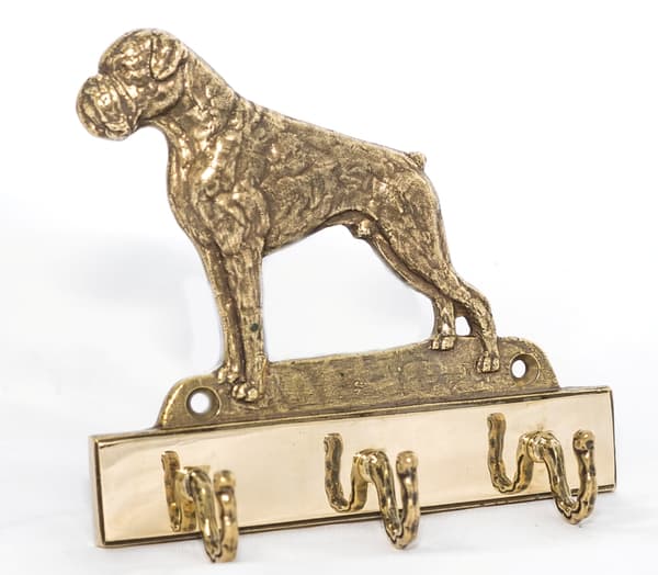 Boxer, Boxer I - nøgleophæng med hund, messingholder til hundetilbehør, elegant korridordekoration af Art-Dog