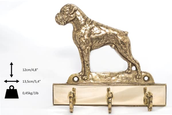 Boxer, Boxer I - nøgleophæng med hund, messingholder til hundetilbehør, elegant korridordekoration af Art-Dog