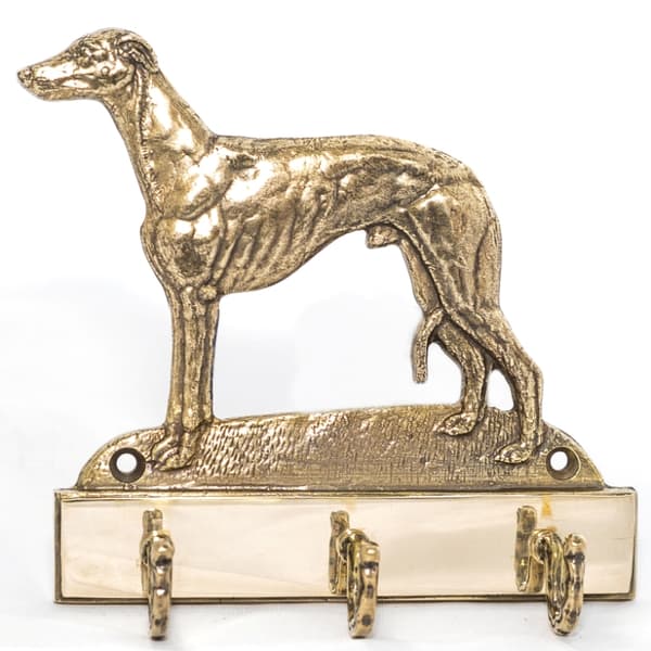 Whippet, engelsk Greyhound - nøgleophæng med hund, messingholder til hundetilbehør, elegant halludsmykning af Art-Dog