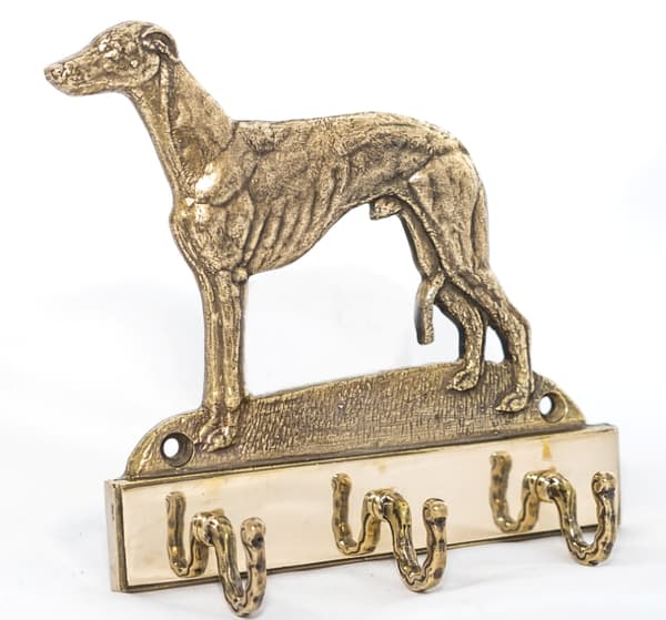 Whippet, engelsk Greyhound - nøgleophæng med hund, messingholder til hundetilbehør, elegant halludsmykning af Art-Dog