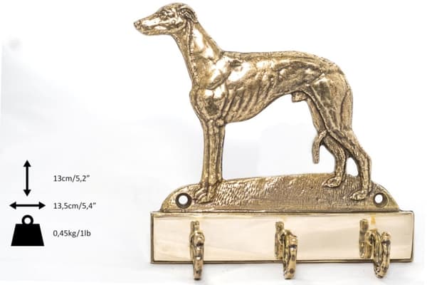 Whippet, engelsk Greyhound - nøgleophæng med hund, messingholder til hundetilbehør, elegant halludsmykning af Art-Dog
