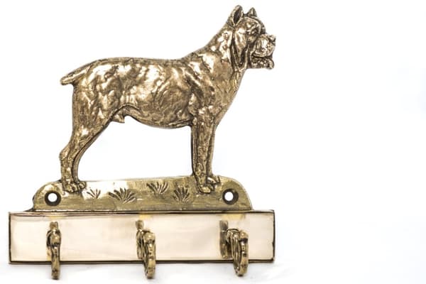 Cane Corso Italiano - nyckelhängare med hund, mässingshållare för hundtillbehör, elegant korridordekoration av Art-Dog