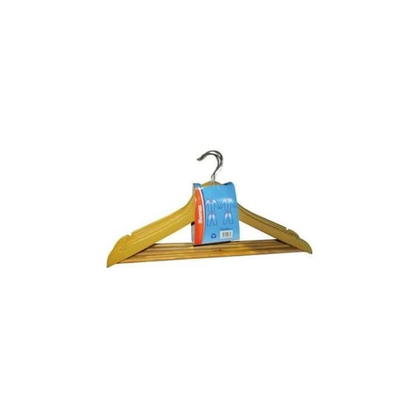 Rak lackad trähängare - THOMAS - 43 cm - Set om 5 - Nickelpläterad metallkrok - Naturligt bokträ