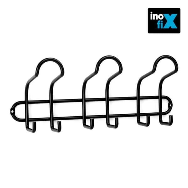 Klädhängare i stål - inofix - 3 krokar - Svart - Samtida - Design