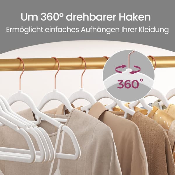 Velvet klädhängare - uppsättning av 50 - anti -glidhängen med integrerade hack - svart