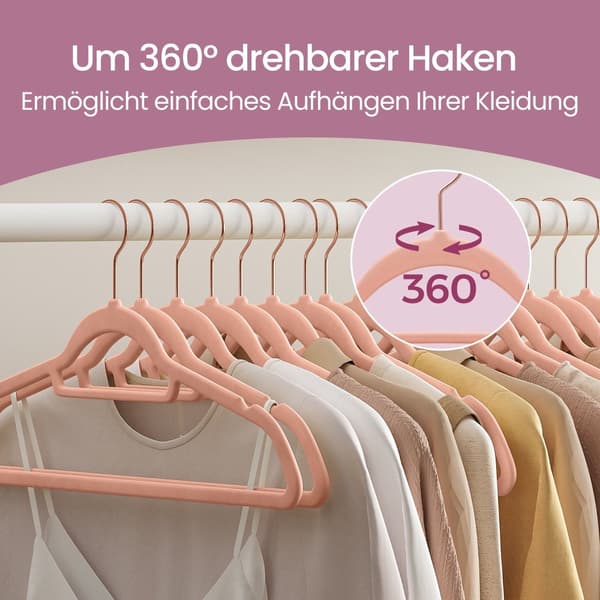 Velvet tøjbøjler - sæt af 50 - Anti -slip vedhæng med integrerede hak - sort