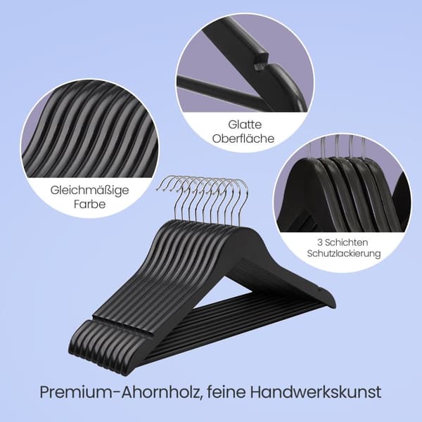 Træbeklædningsbøjler - Sæt med 10 - Solid træ - Elegant design