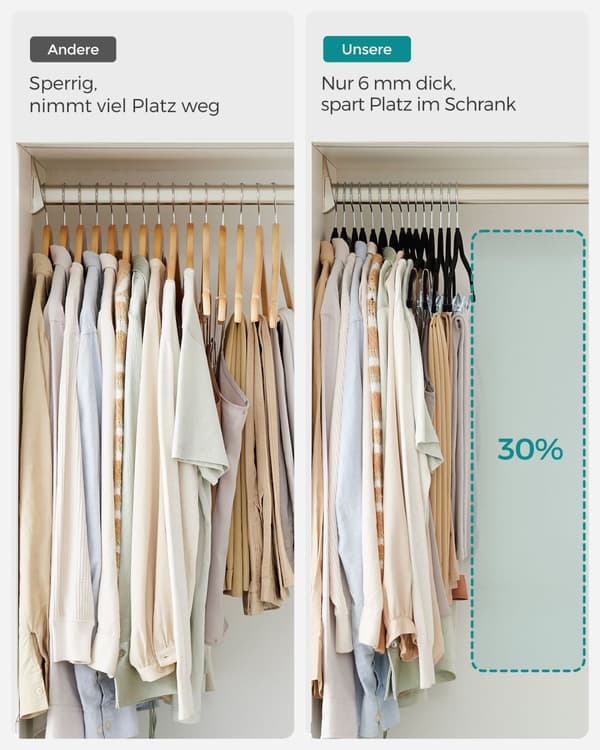 Kleerhangers - Velvet - Sæt på 20 - Space -bølger - Sort