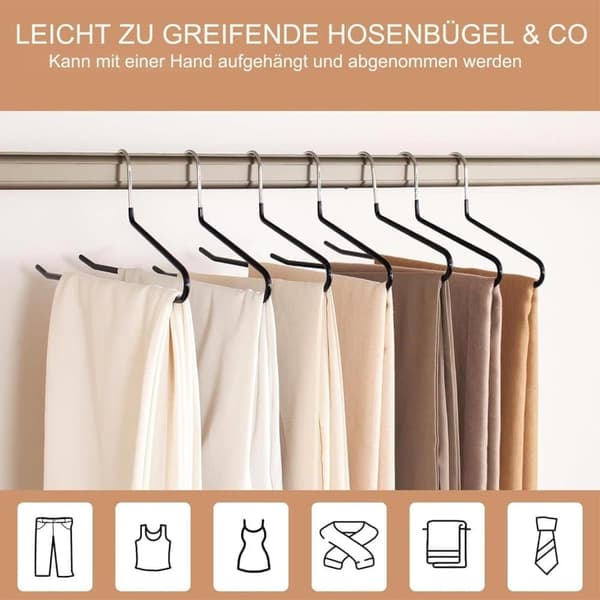 5-Pack Galge/Byxgalgar i Metall, Klädhängare Platsbesparande Design, Öppna Krokar Organizer
