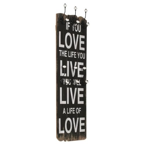 Väggmonterad klädhängare med 6 krokar LOVE LIFE 120x40 cm