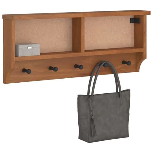 Vägghängd klädhängare SANDNES 87x12x35 cm massiv trä furu