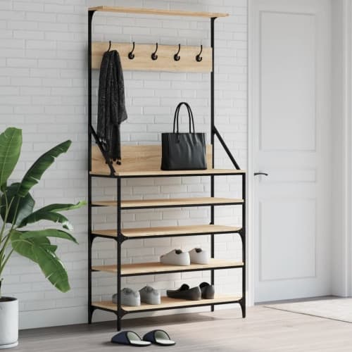 Klädställning med skoförvaring sonoma-ek 90x34x184 cm