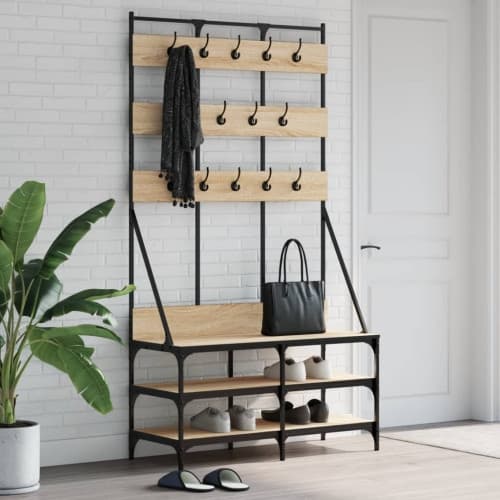 Klädställning med skoförvaring sonoma-ek 100x40x184 cm