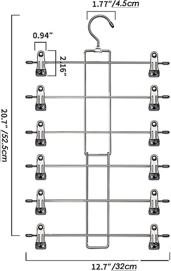 Foldbar 6-lags metalbøjle – pladsbesparende buksebøjler/bøjle, sort arrangør