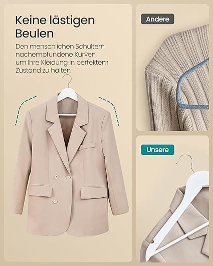 Set van 30 houten hangers met 360° draaibare haken, wolkwit