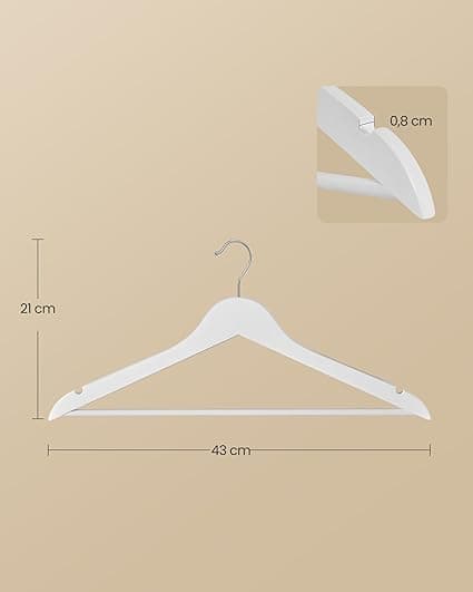 Set van 30 houten hangers met 360° draaibare haken, wolkwit