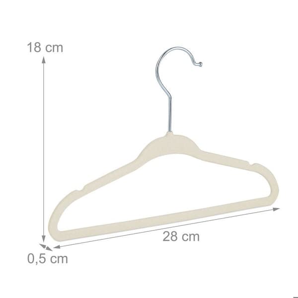 Relaxdays barngalgar, set med 50 sammet, dekorativa babygalgar för skjortor, halkfri roterande krok, beige