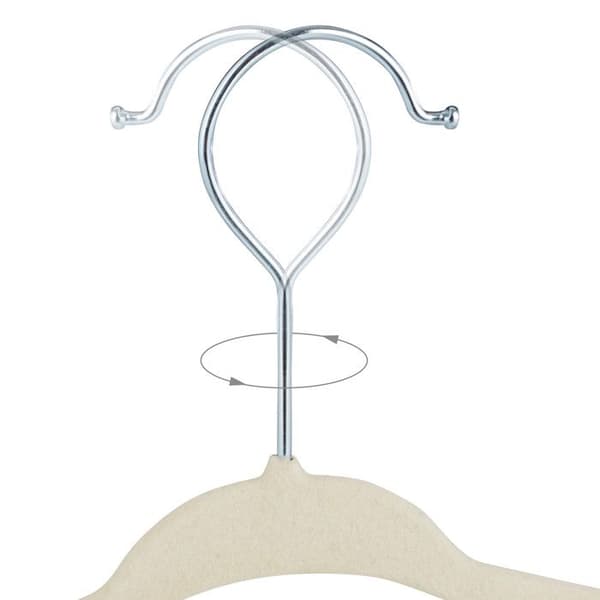 Relaxdays barngalgar, set med 50 sammet, dekorativa babygalgar för skjortor, halkfri roterande krok, beige
