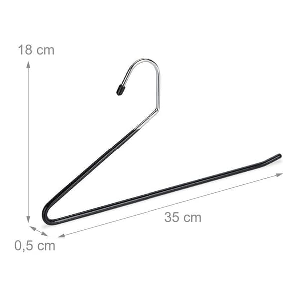 Relaxdays Byxhängare med halkfri PVC-beläggning i metall 35 cm set om 12, svart