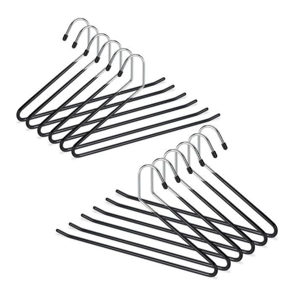 Relaxdays Byxhängare med halkfri PVC-beläggning i metall 35 cm set om 12, svart