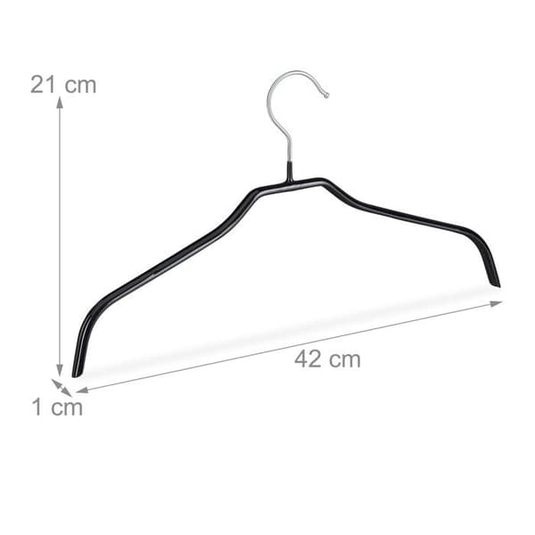 Relaxdays Halkskydd i set om 50, Gummibelagd, Metallskjorthängare, 42 cm, svart