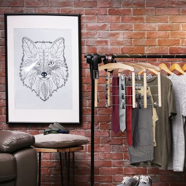Relaxdays Flera trähängare krok 360° byxor set om 3 halkfria HxBxD: 45,5 x 39 x 2,5 cm, naturligt silver