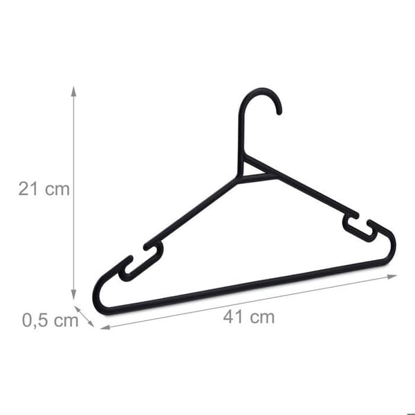 Relaxdays Hangers set om 24, byxstång och skåra, återvunnen plast, förvaring, platsbesparande, svart