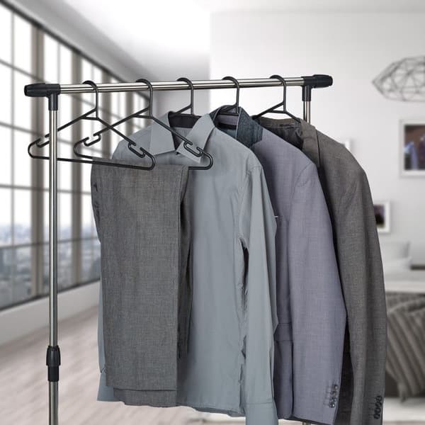 Relaxdays Hangers set om 24, byxstång och skåra, återvunnen plast, förvaring, platsbesparande, svart