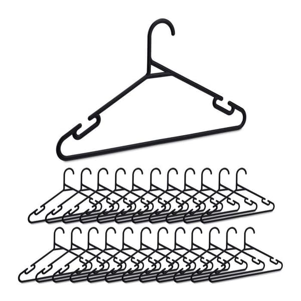 Relaxdays Hangers set om 24, byxstång och skåra, återvunnen plast, förvaring, platsbesparande, svart